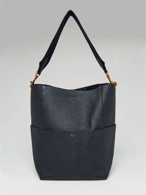 celine sangle tote navy|Seau sangle leather tote Celine Navy in Leather .